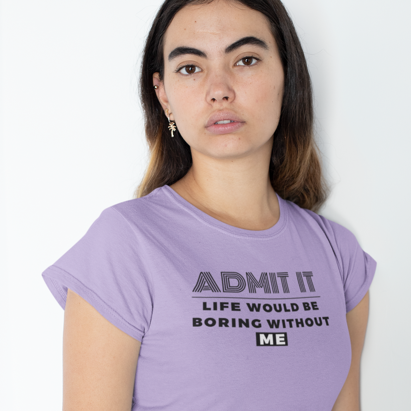 Women Black Humor Text Round Neck Half Sleeve T-Shirt