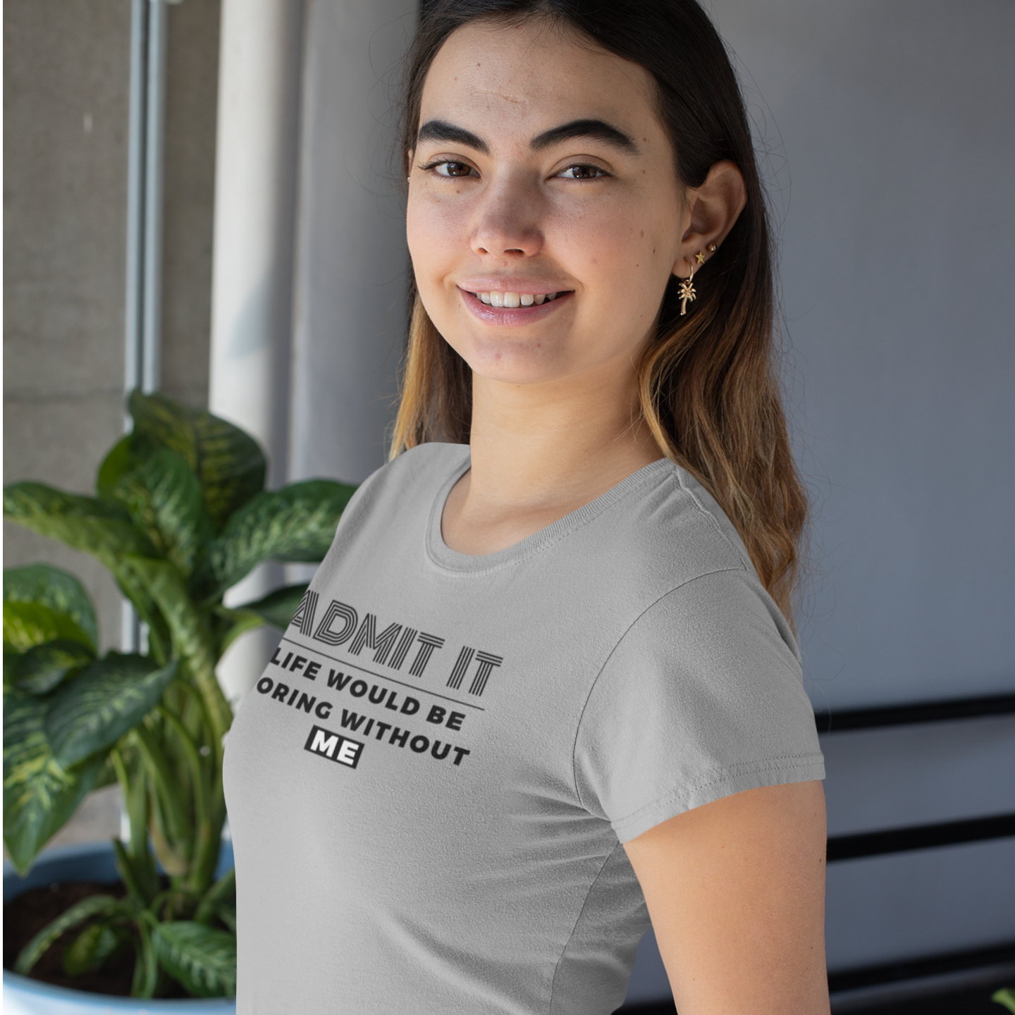 Women Black Humor Text Round Neck Half Sleeve T-Shirt