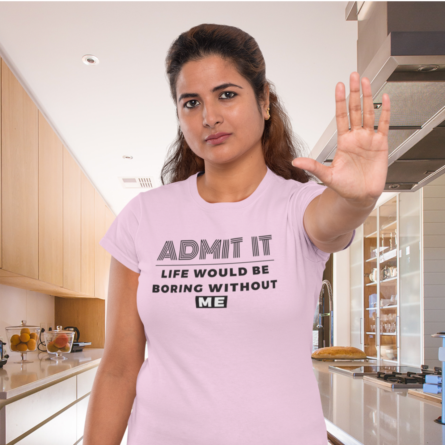 Women Black Humor Text Round Neck Half Sleeve T-Shirt