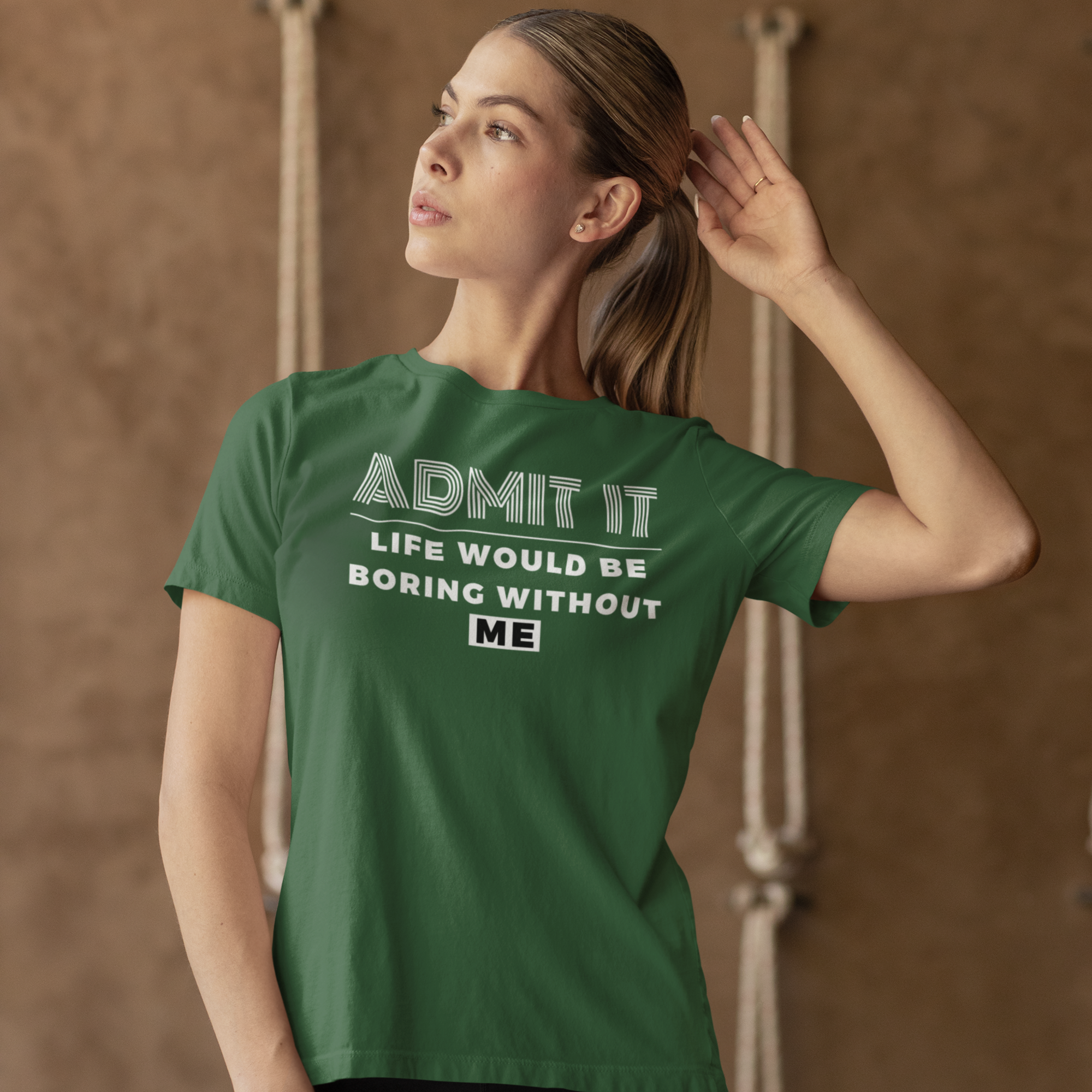 Women Black Humor Text Round Neck Half Sleeve T-Shirt