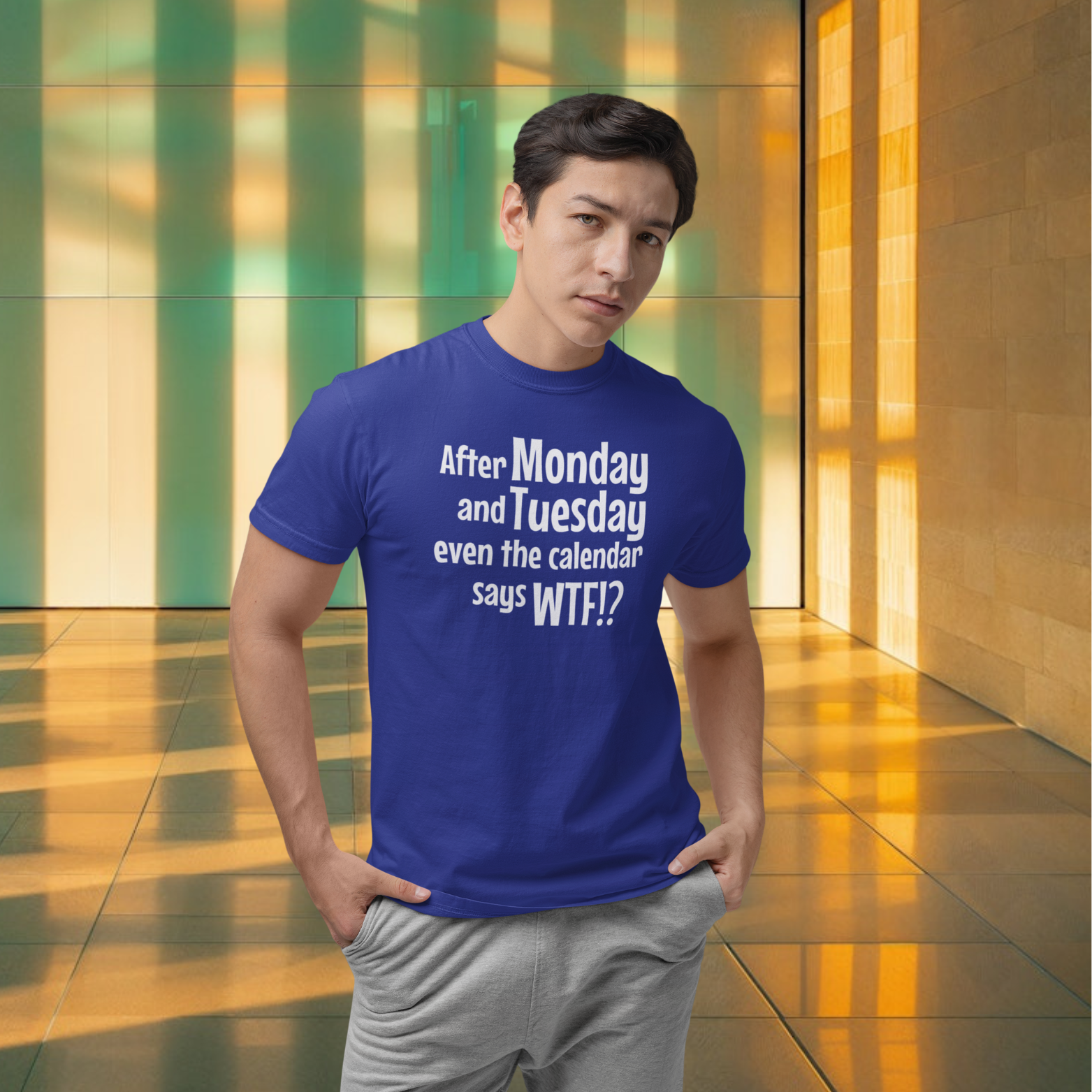Humorous text printed round neck t-shirt for Men
