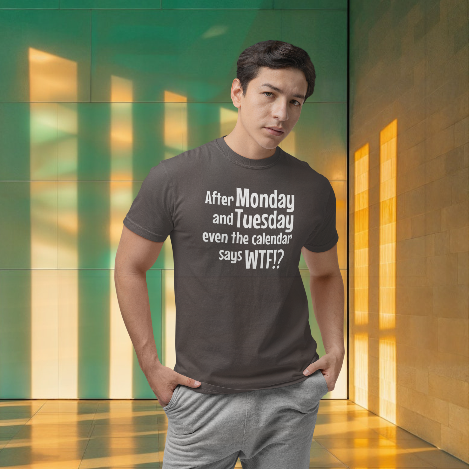 Humorous text printed round neck t-shirt for Men
