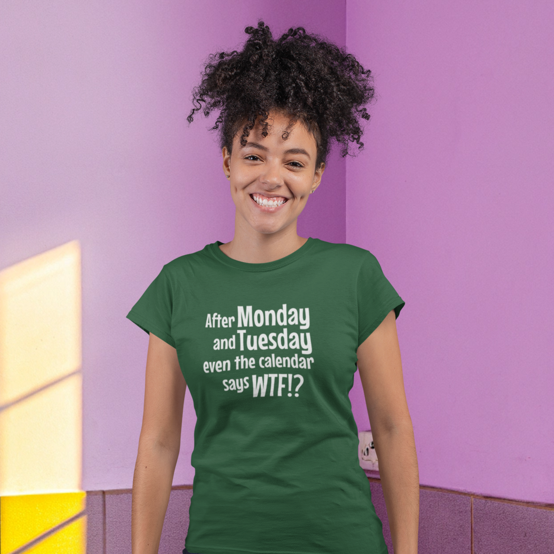 Humor text printed round neck half sleeve t shirt for Women