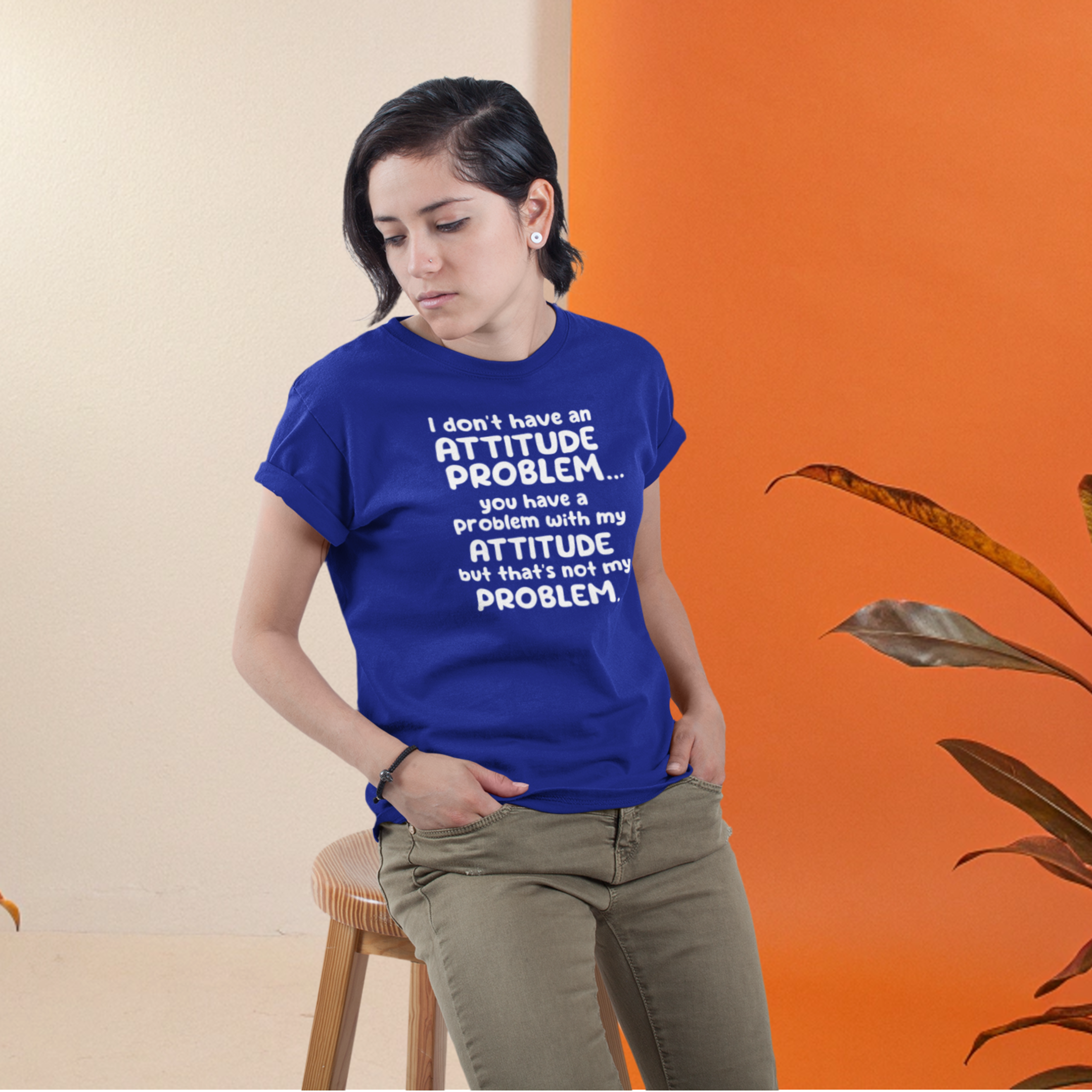 Humor text printed round neck half sleeve t shirt for Women