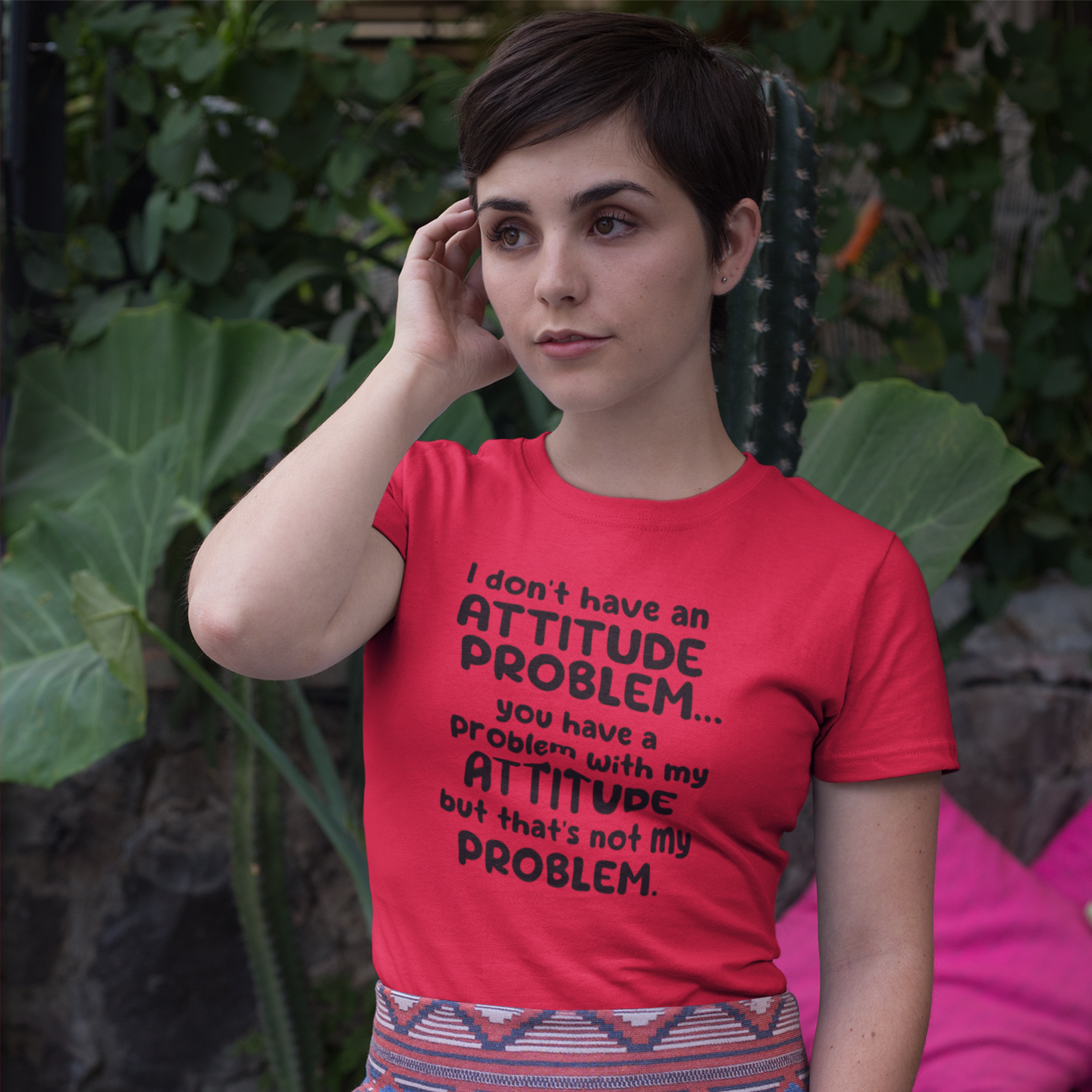 Humor text printed round neck half sleeve t shirt for Women