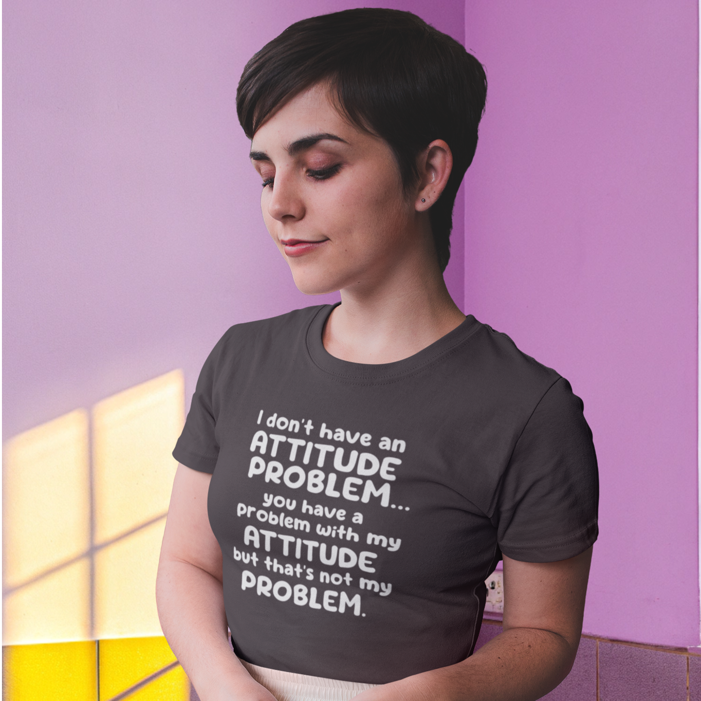 Humor text printed round neck half sleeve t shirt for Women