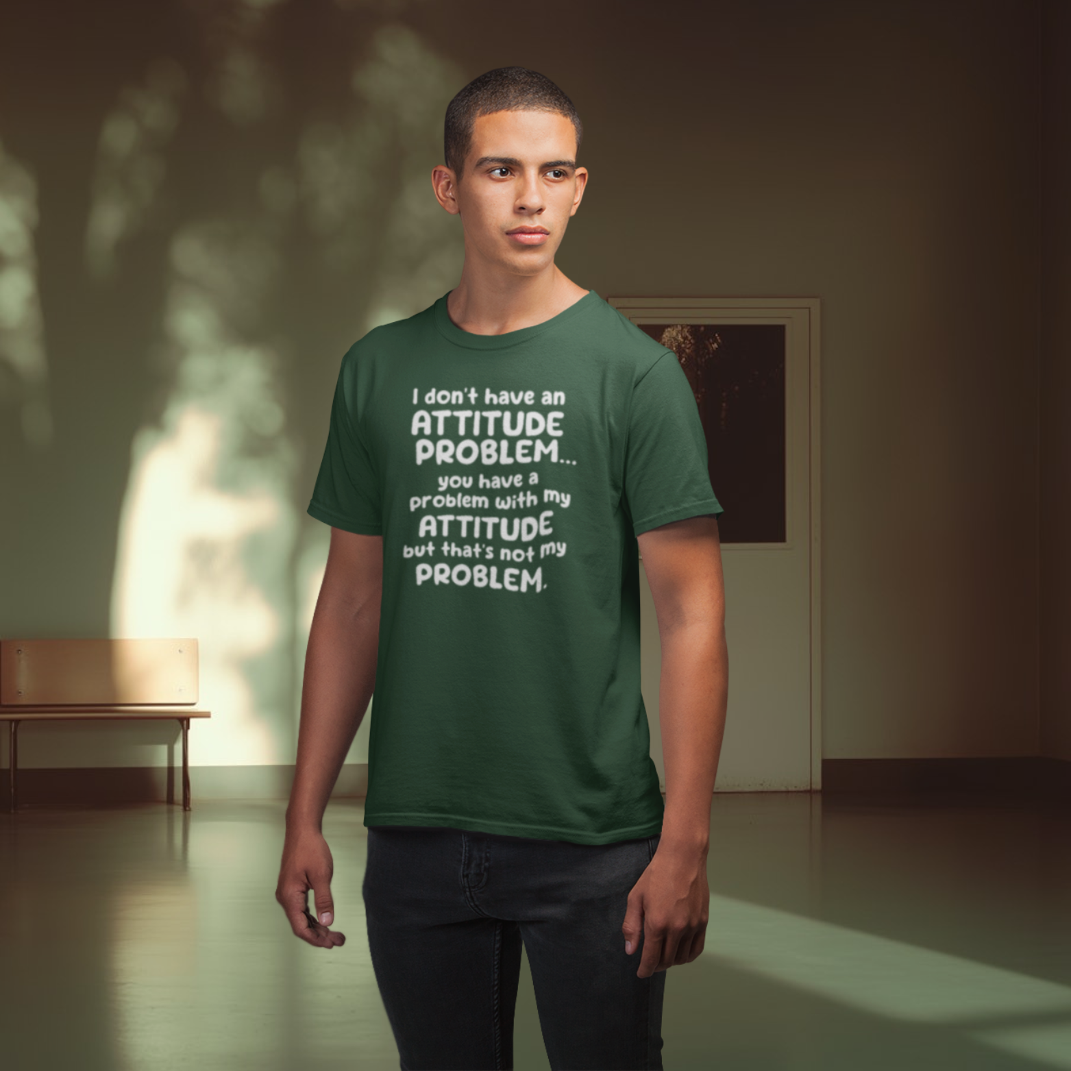 Humorous text printed round neck t-shirt for Men