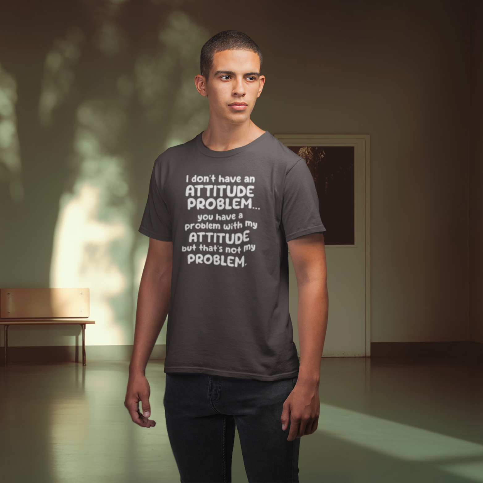 Humorous text printed round neck t-shirt for Men