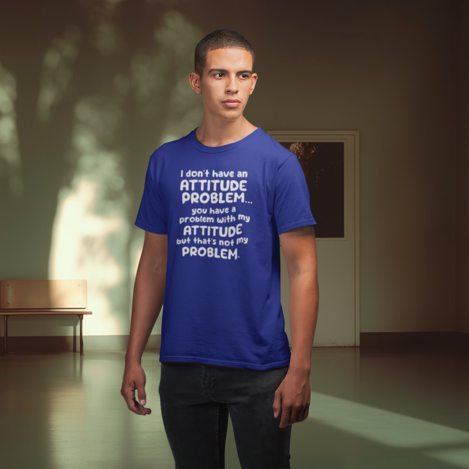 Humorous text printed round neck t-shirt for Men