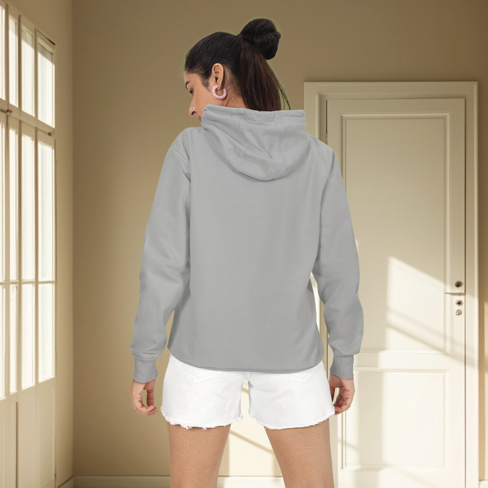Melange grey hoodie for women