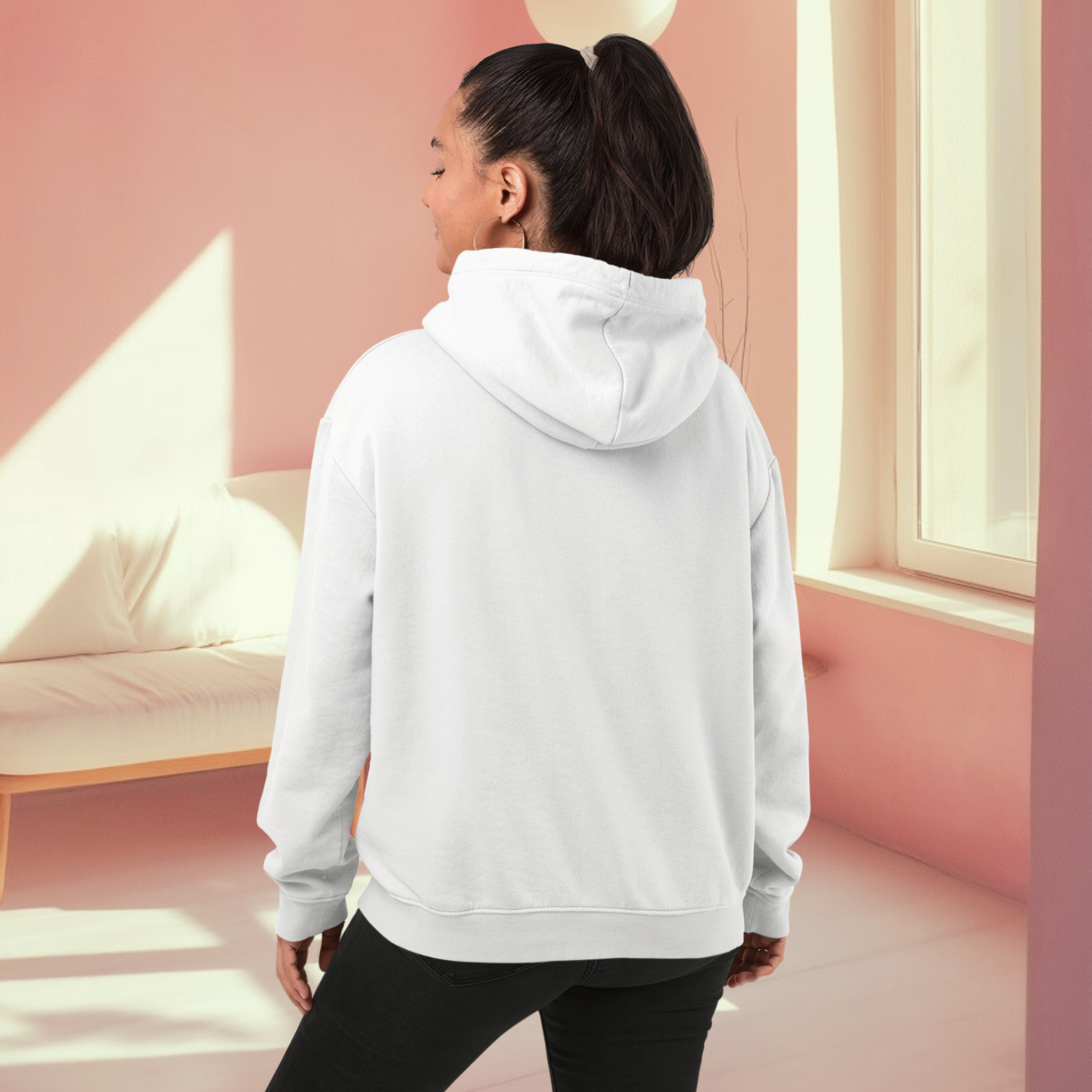 White Back pose hoodie