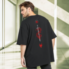 Warrior back print on oversized round neck tee for men