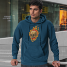 Hooded sweatshirt, rear graphic skull with flames