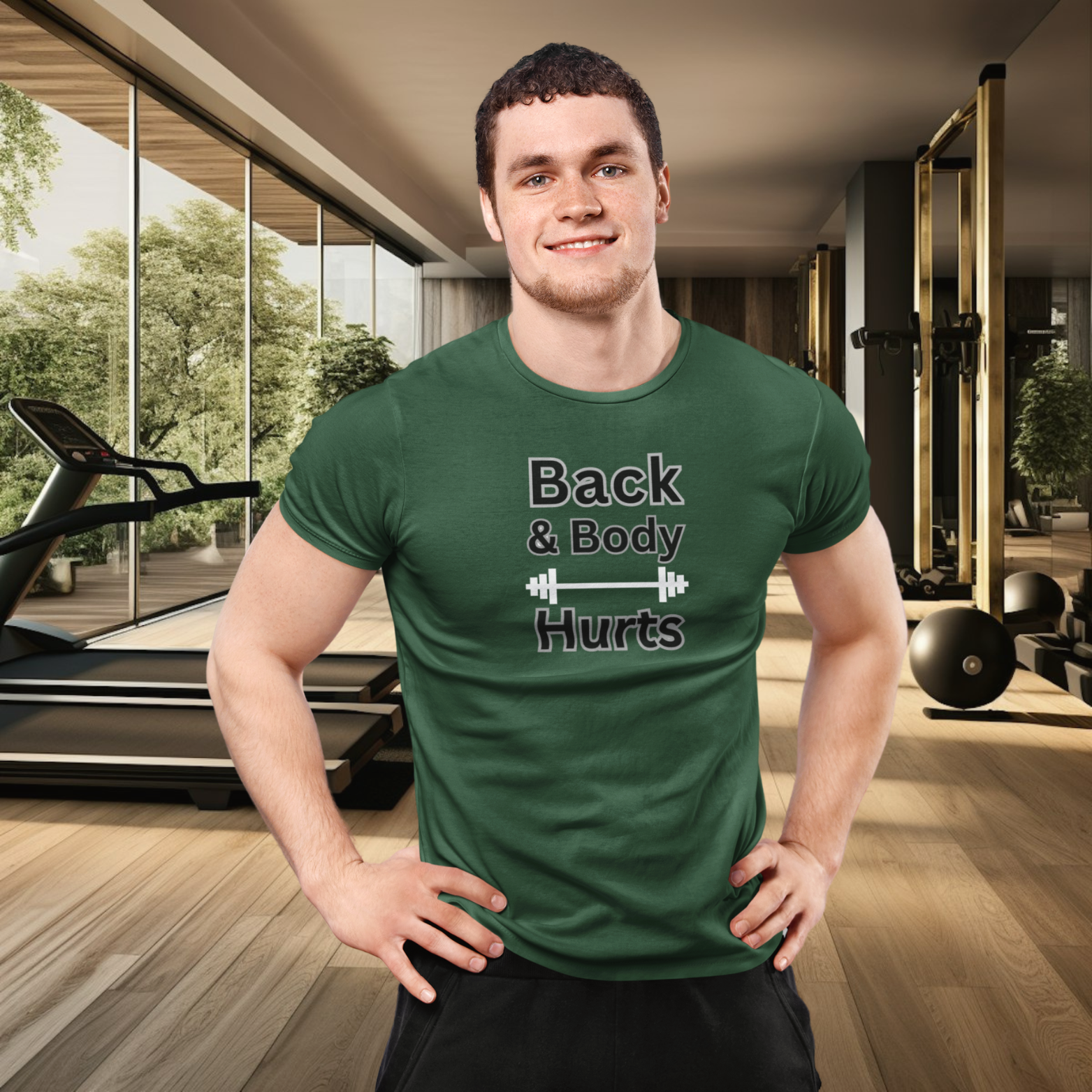men’s gymming vibe graphic tee olive green crew neck
