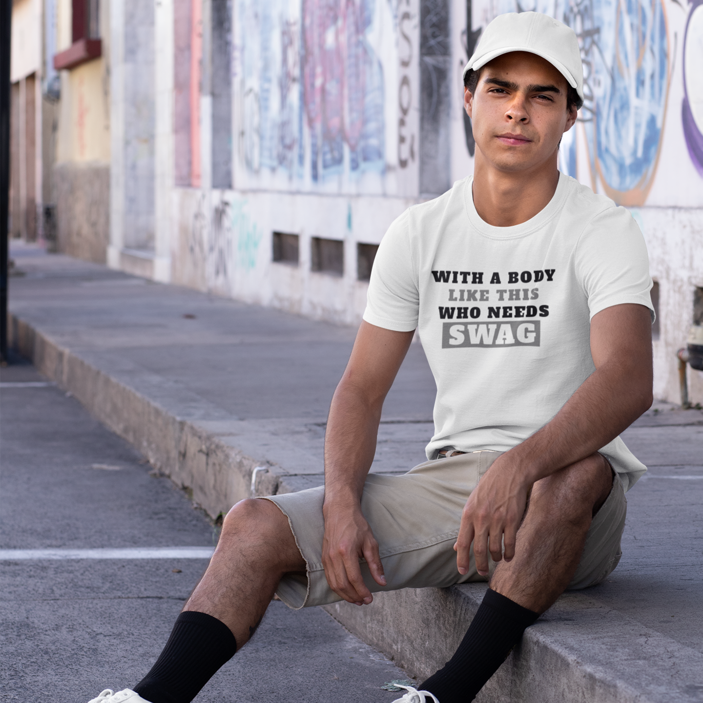 Charcoal Grey Humorous Text Printed Round Neck T-Shirt for Men