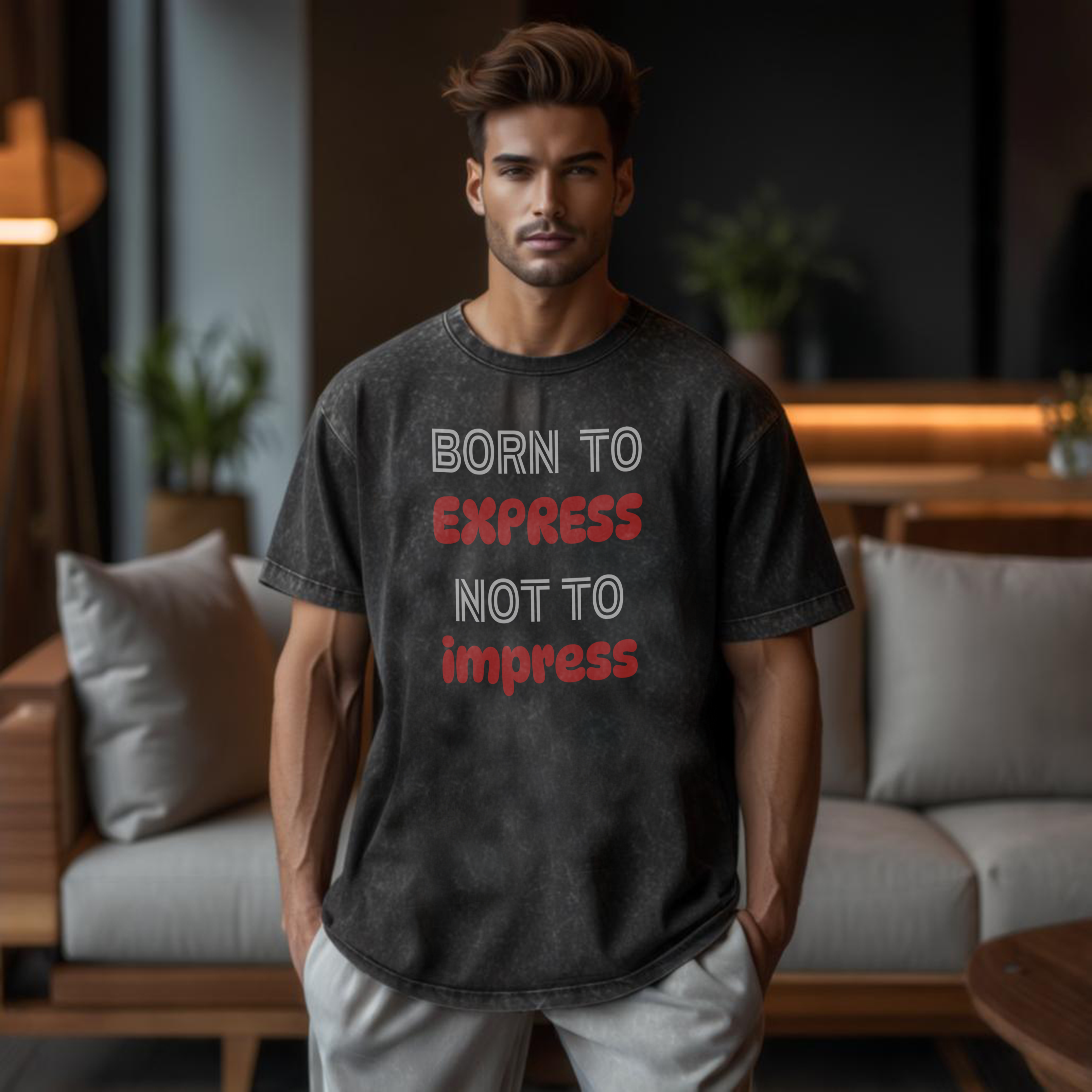 Oversized Dark Grey T-shirt with text printed