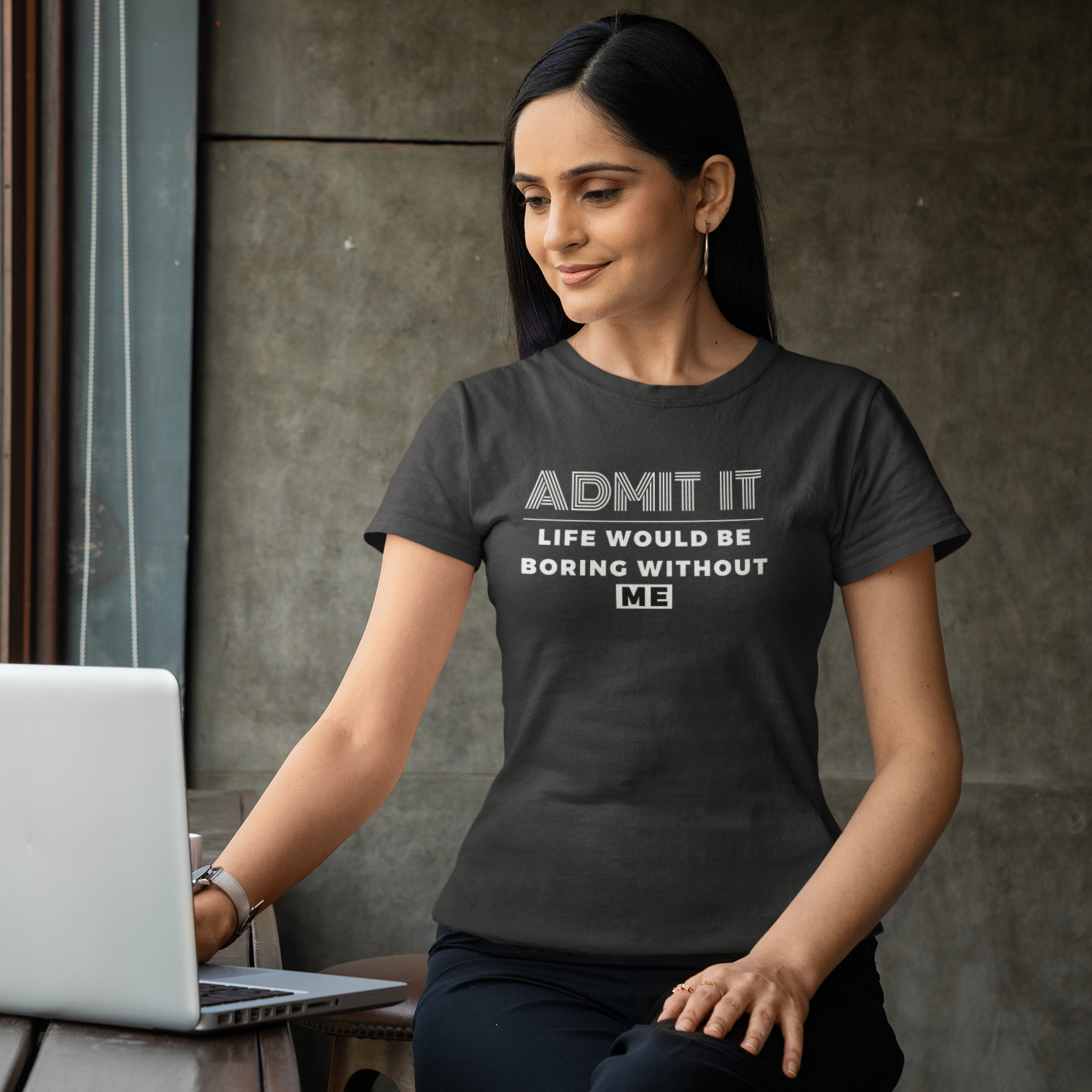 Black Humor Text Print Crew Neck Women Casual T-shirt | Kyloug