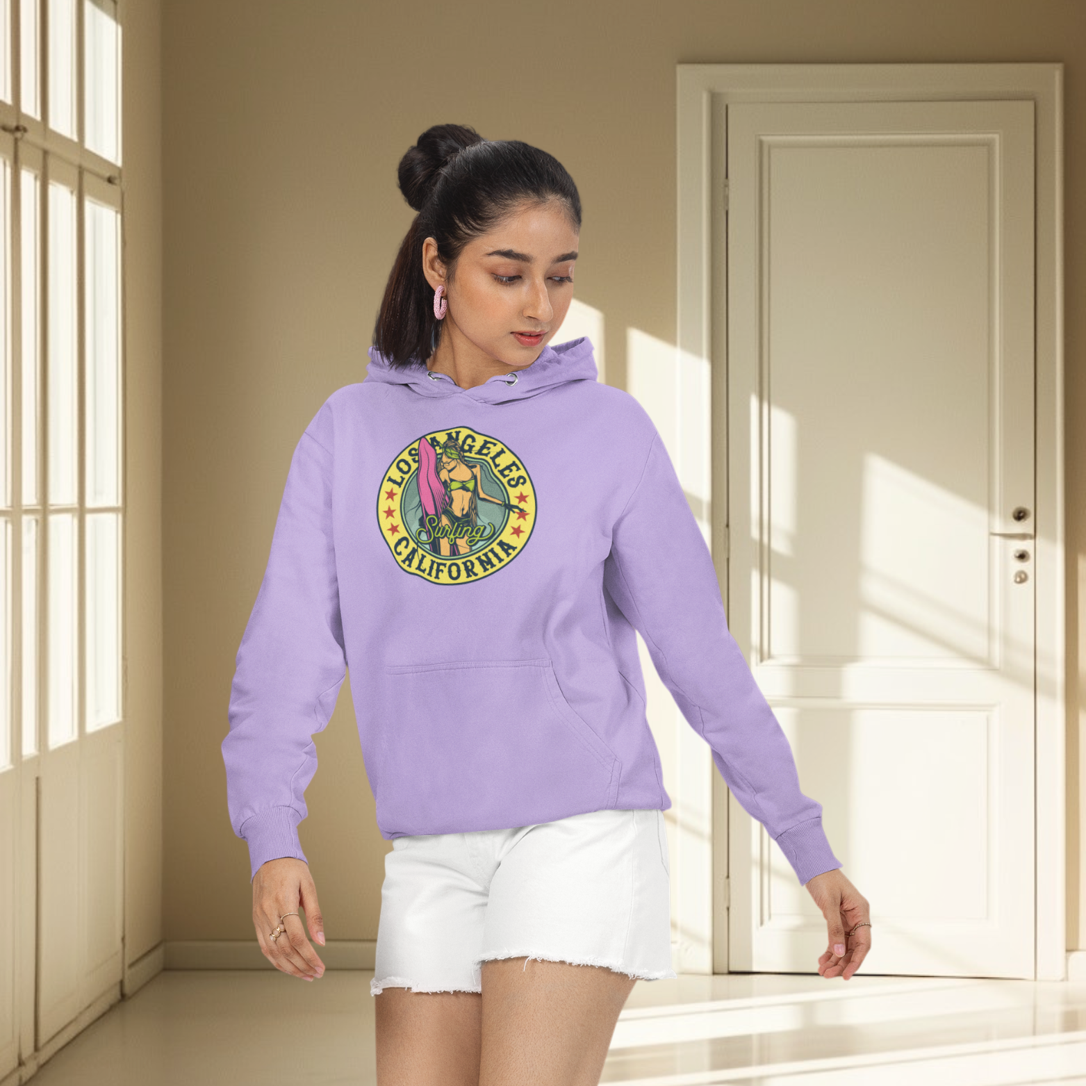 women california graphic hoodie iris lavender