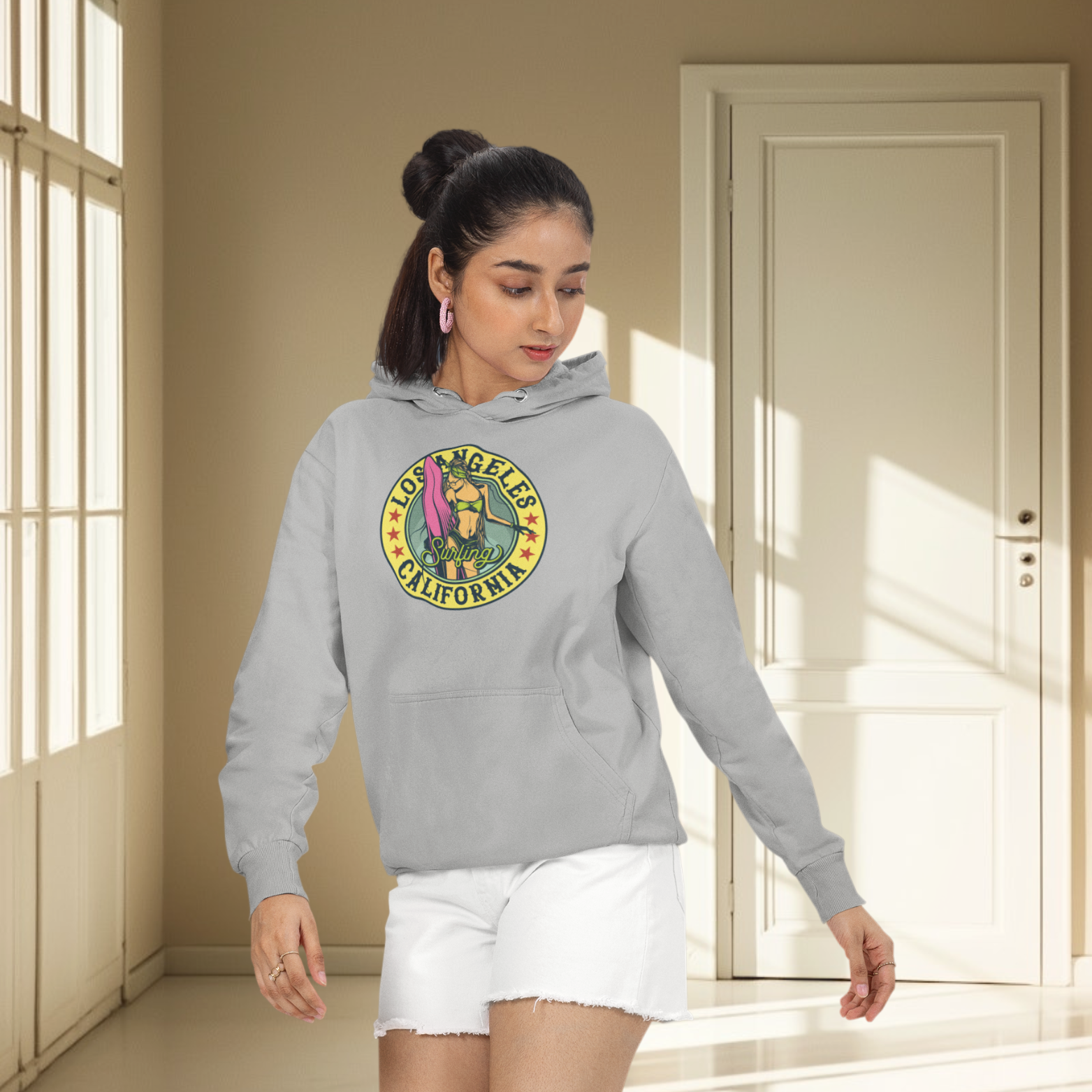 los angeles california graphic hoodie women