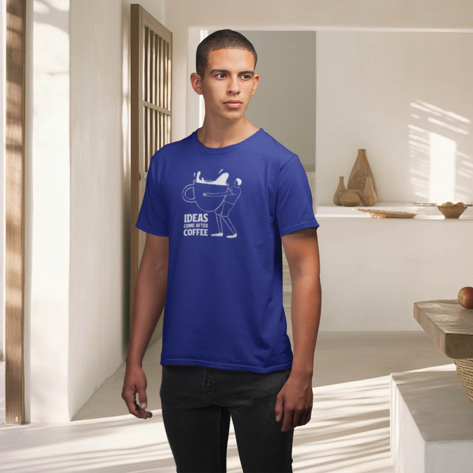 Men coffee lover graphic printed round neck T-Shirt