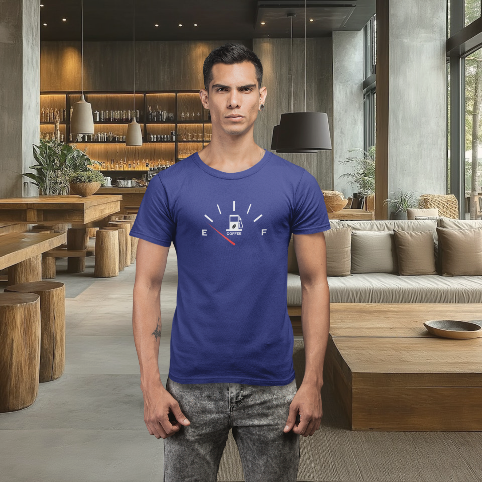 Men coffee lover graphic printed round neck T-Shirt