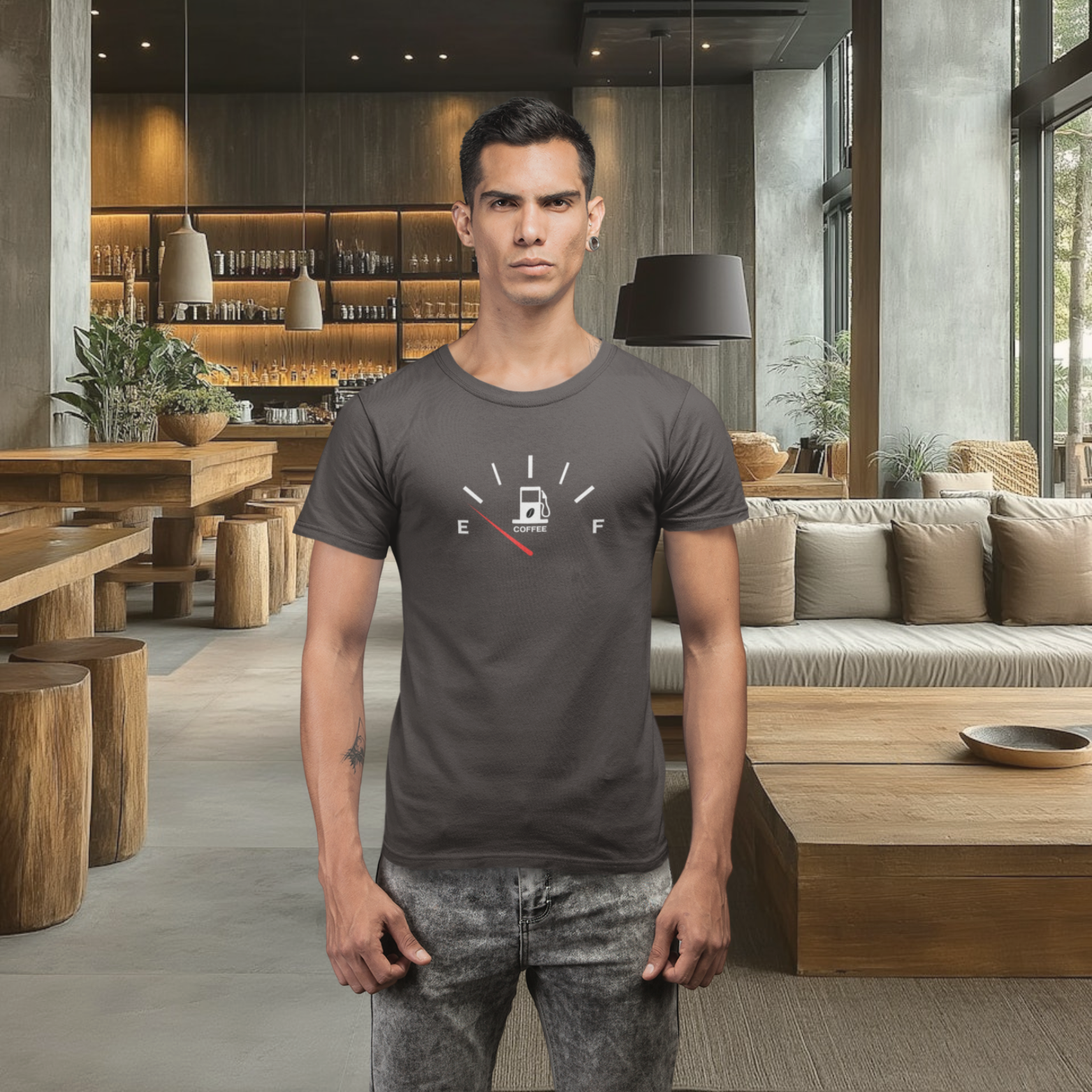 Men coffee lover graphic printed round neck T-Shirt