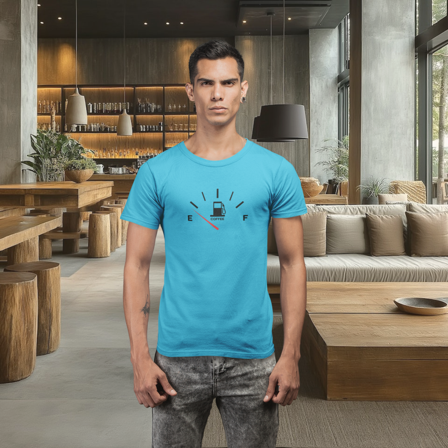 Men coffee lover graphic printed round neck T-Shirt