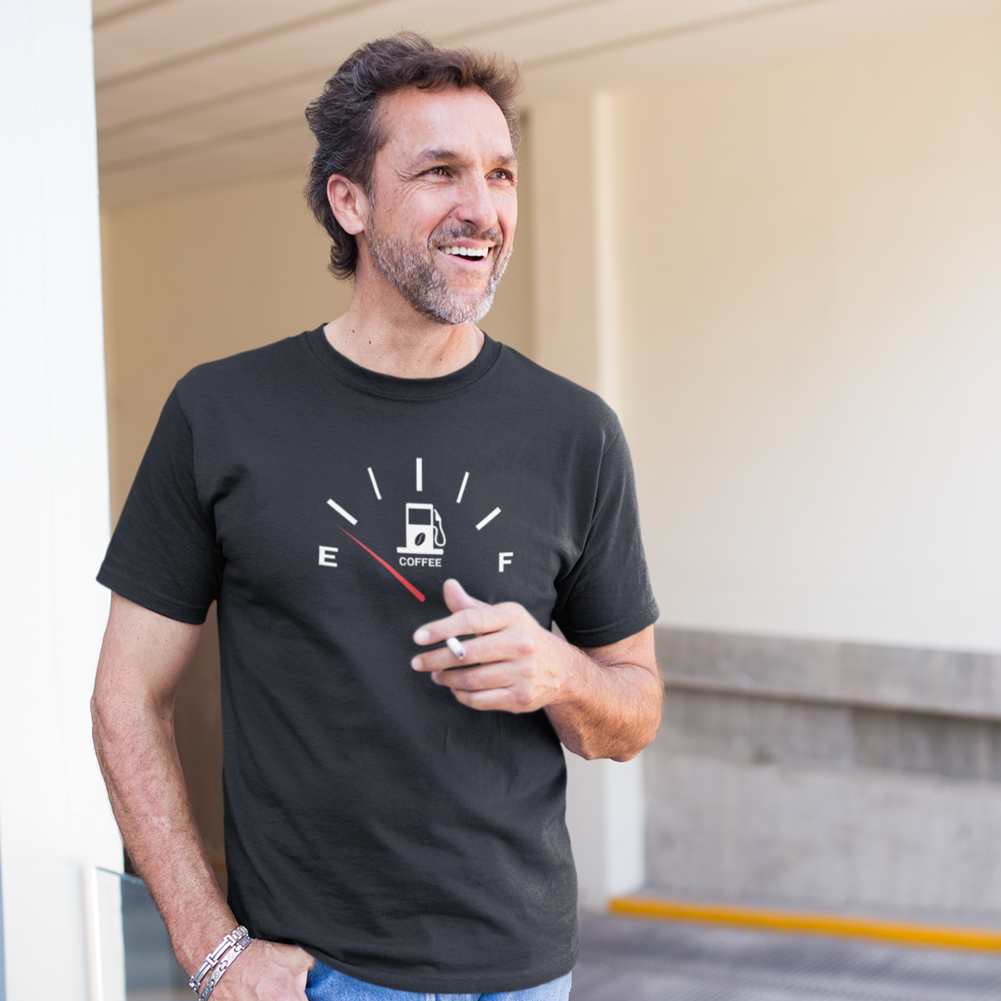 Men coffee lover graphic printed round neck T-Shirt