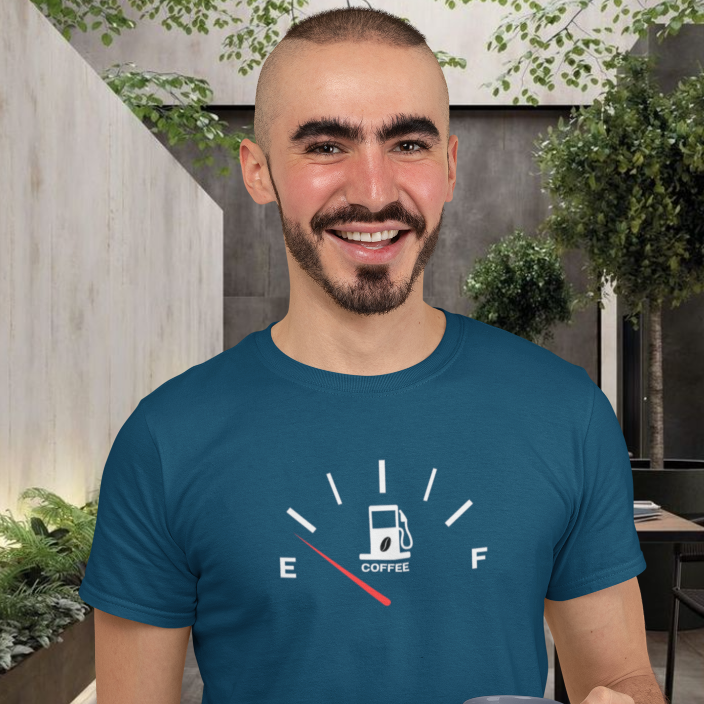 Men coffee lover graphic printed round neck T-Shirt