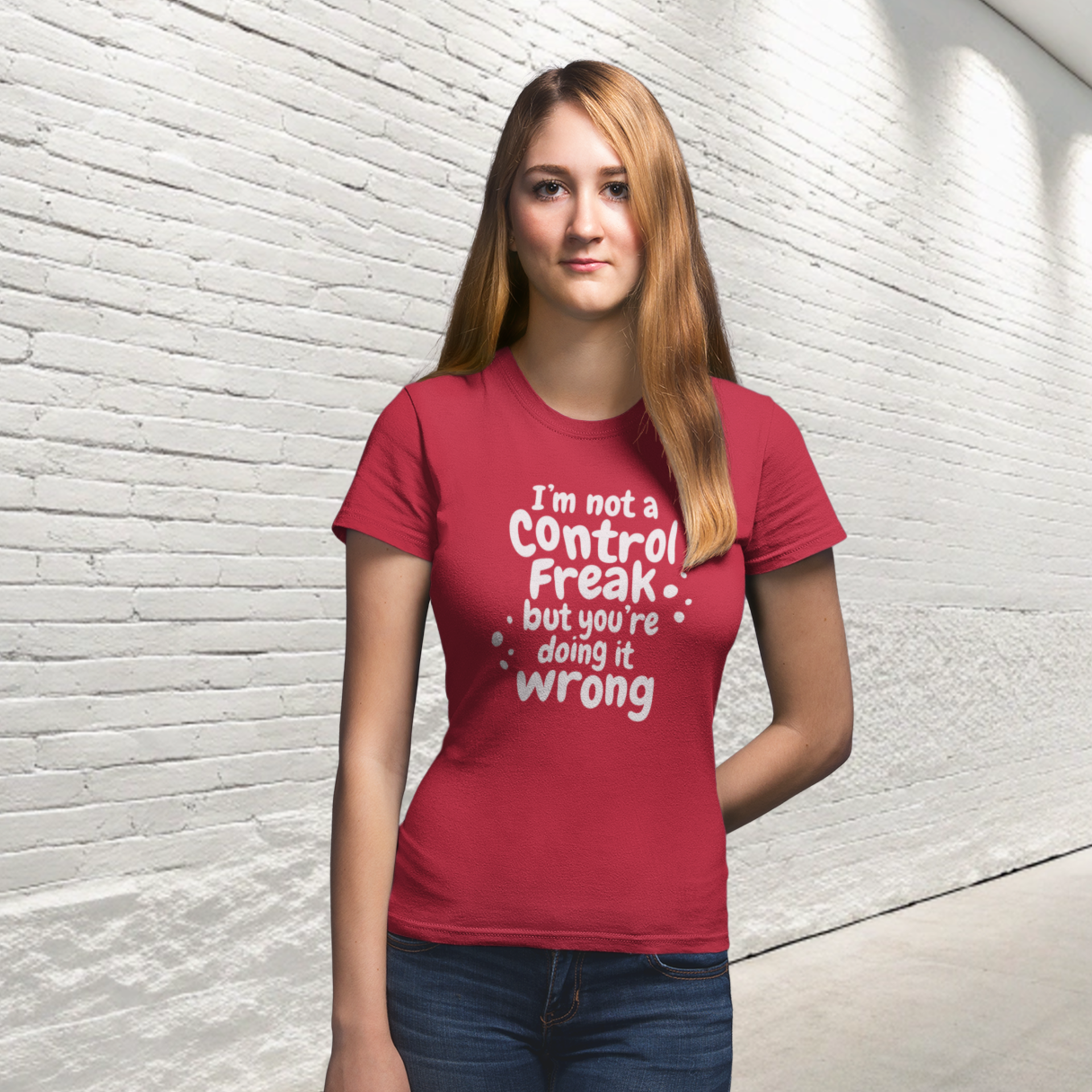 Humorous text printed round neck half sleeve t shirt for Women