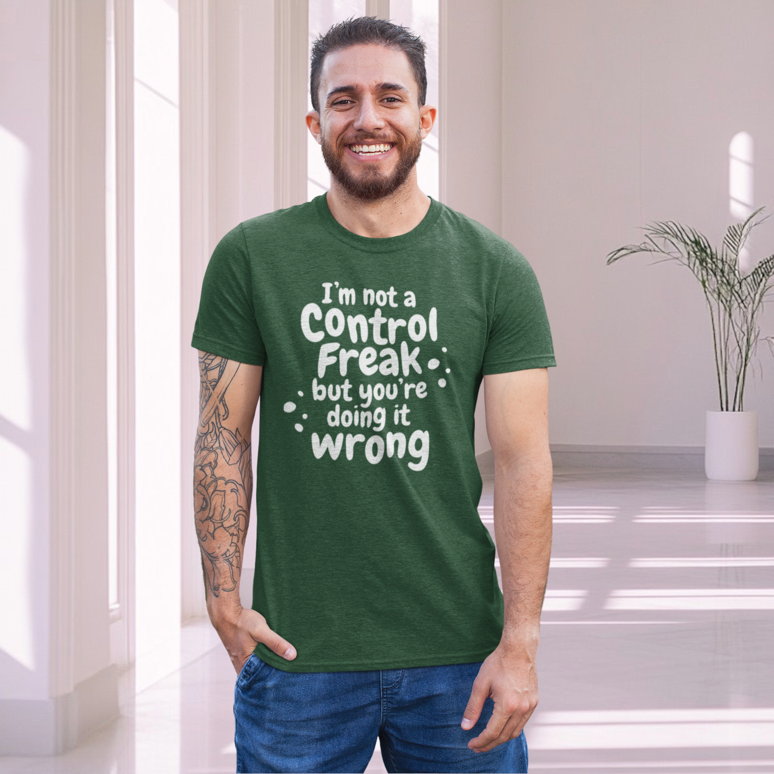 Humorous text printed round neck t-shirt for Men