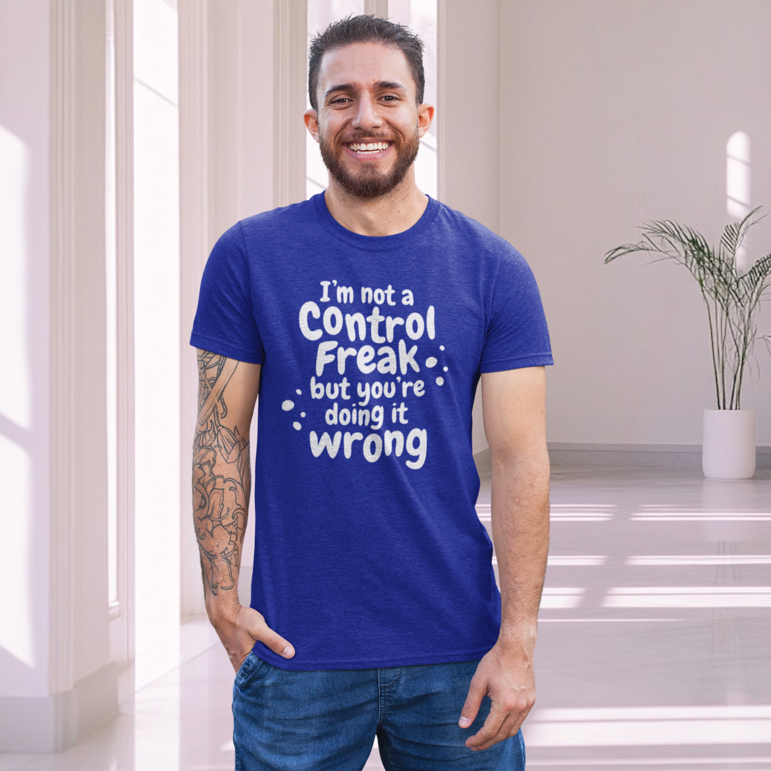 Humorous text printed round neck t-shirt for Men
