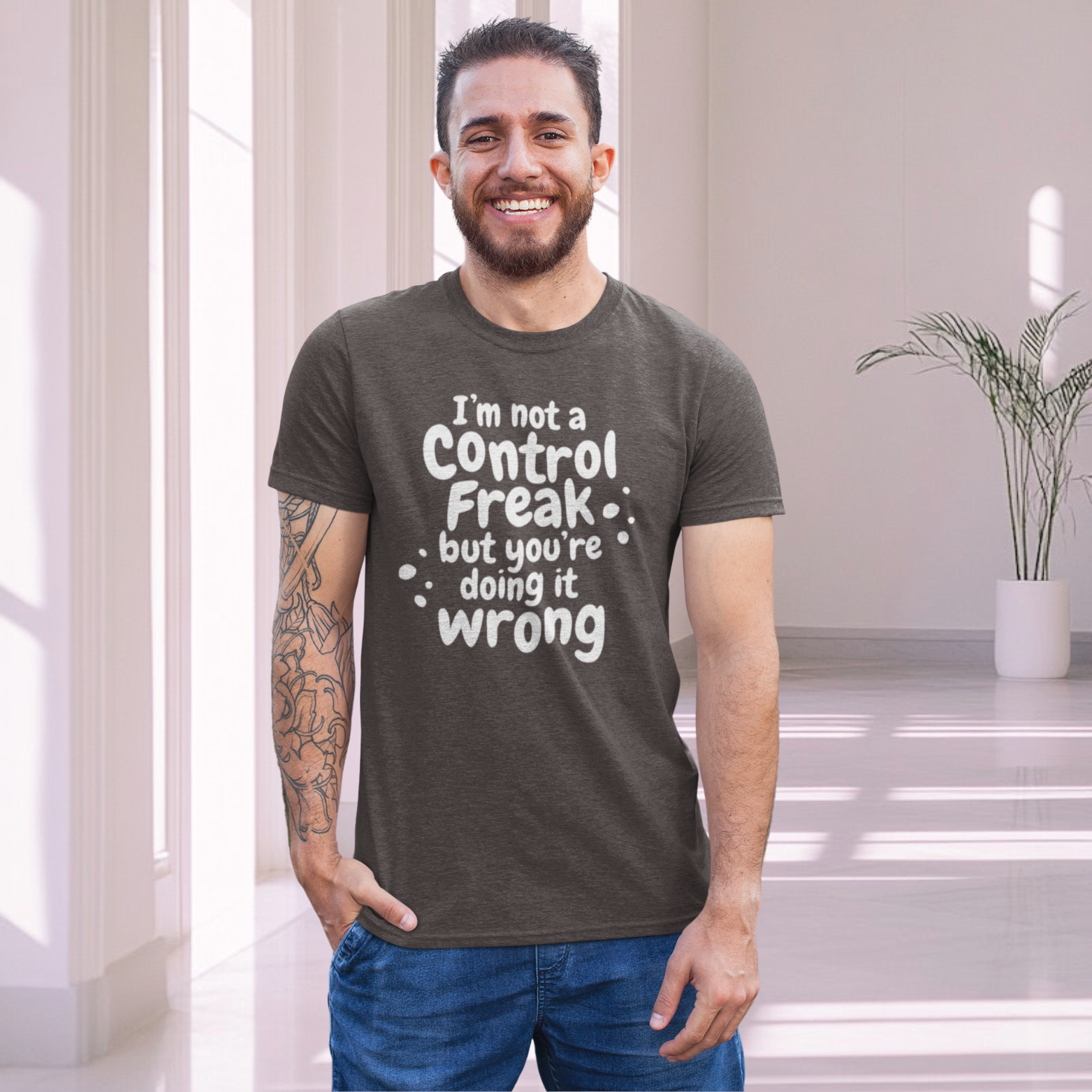 Humorous text printed round neck t-shirt for Men