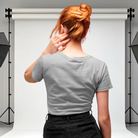 Casual women’s melange grey cotton T-shirt with humor text design | Kyloug