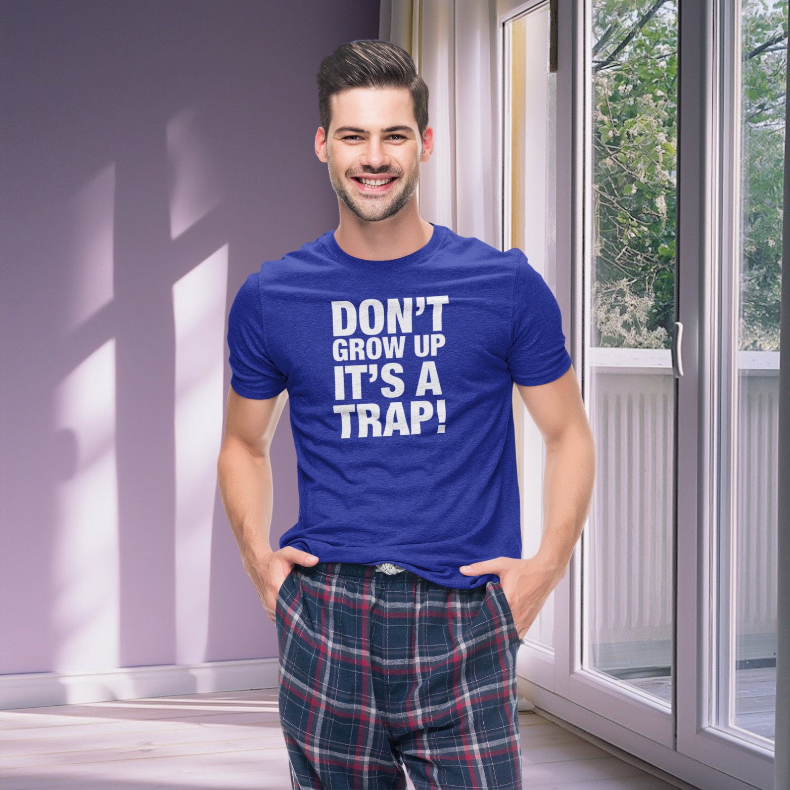 Humorous text printed round neck t-shirt for Men