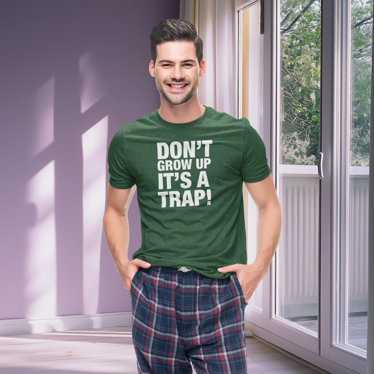 Humorous text printed round neck t-shirt for Men