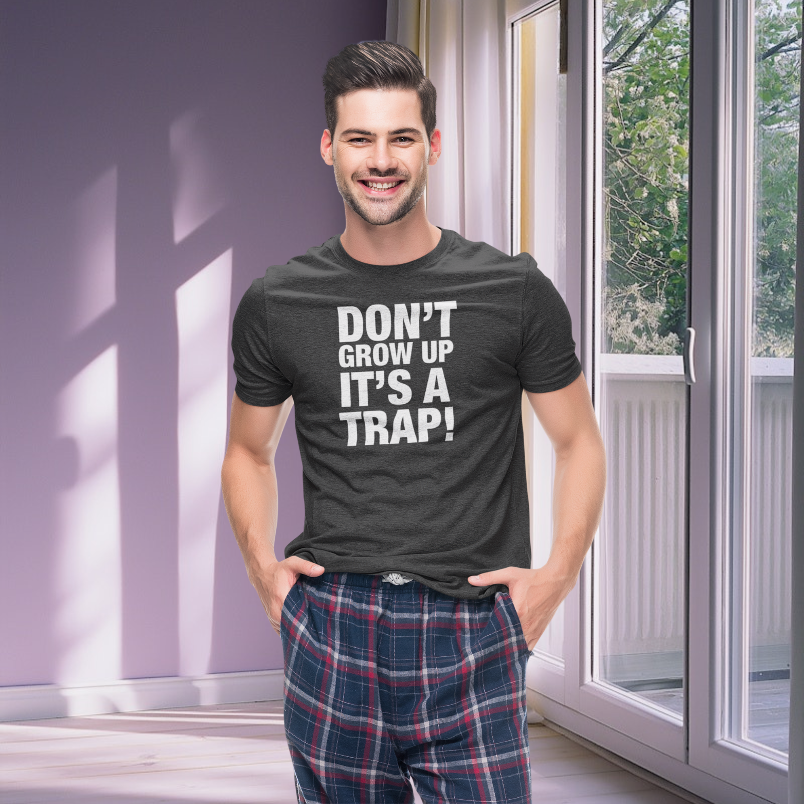 Humorous text printed round neck t-shirt for Men