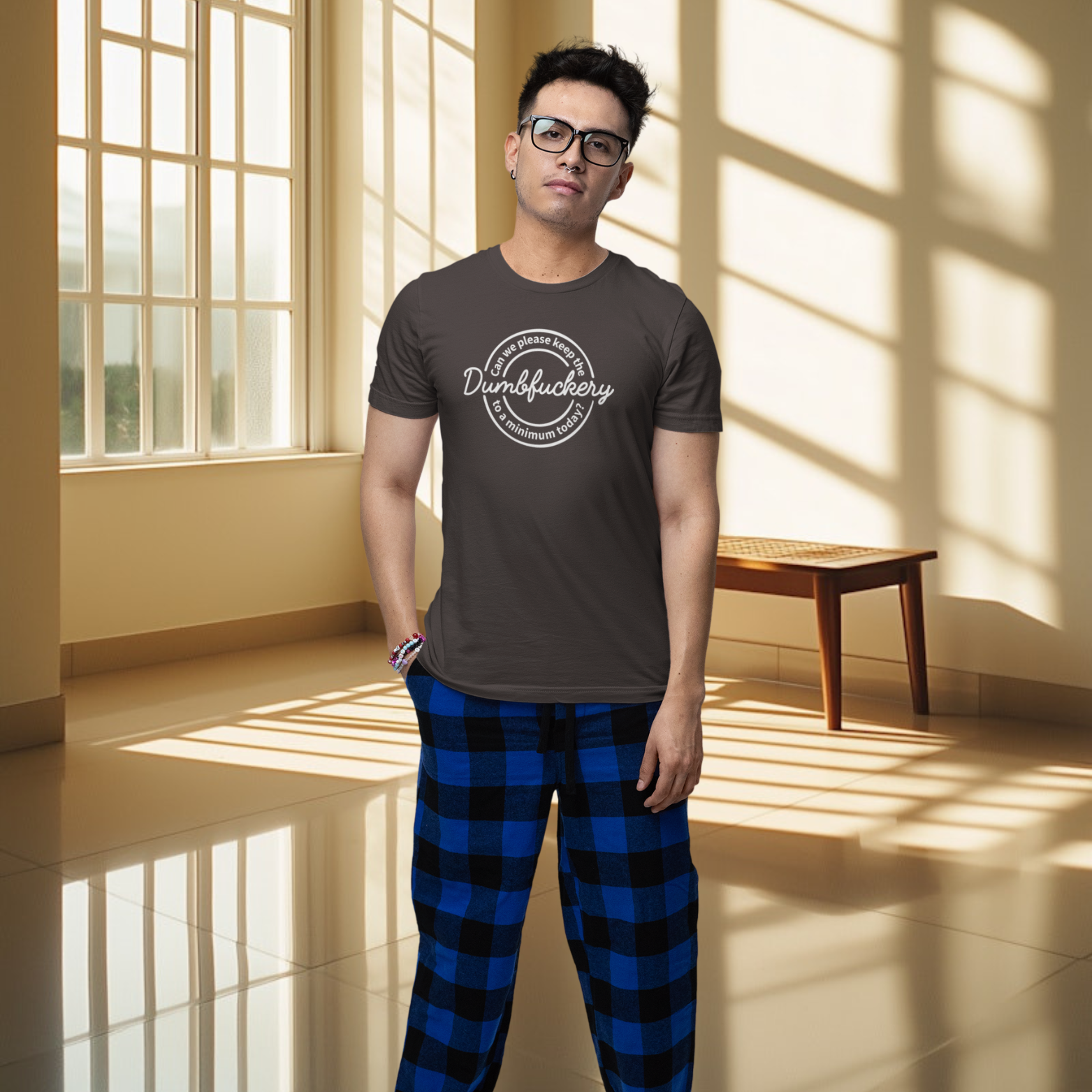 Humorous text printed round neck t-shirt for Men