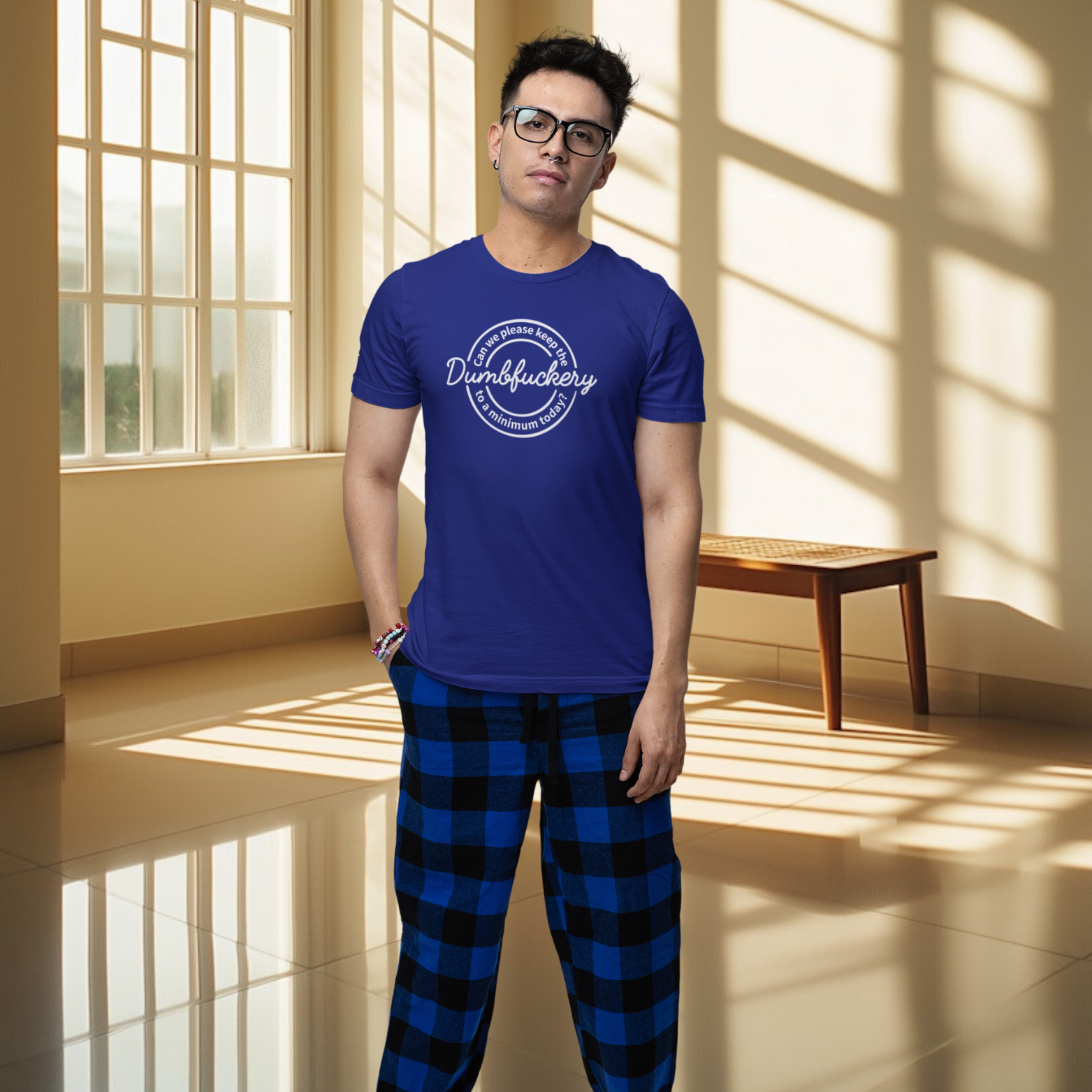 Humorous text printed round neck t-shirt for Men