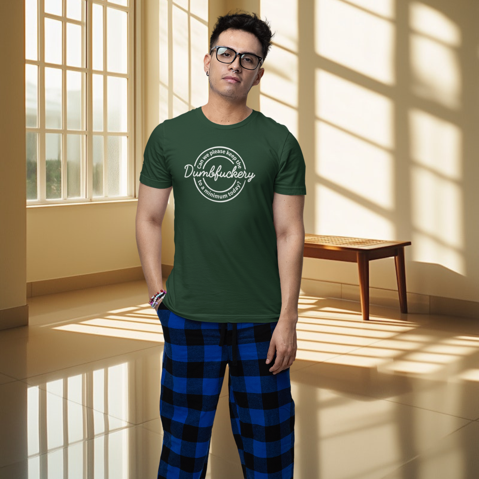 Humorous text printed round neck t-shirt for Men