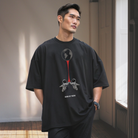 Oversized men’s t-shirt with motivational print round neck