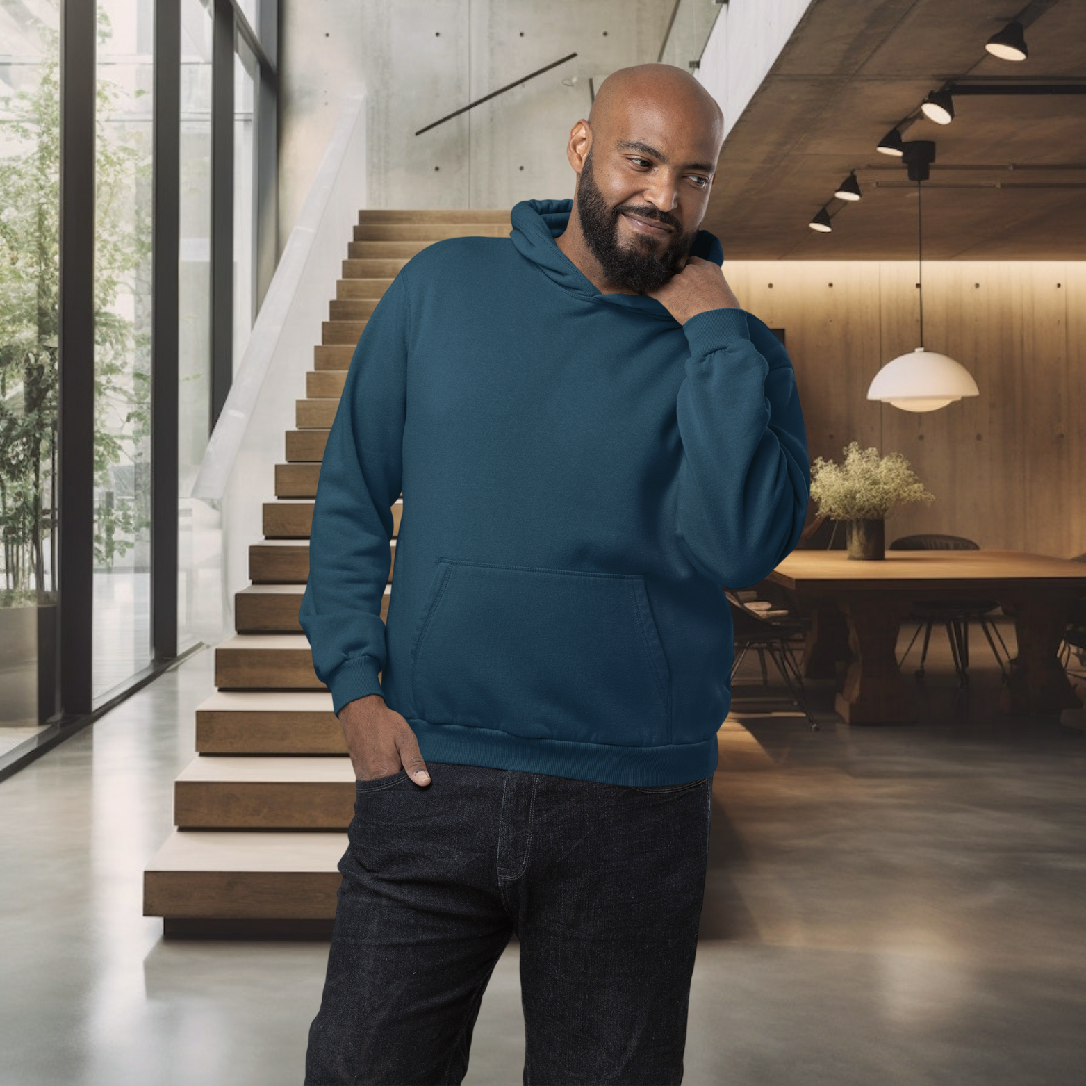 Vintage style skull and flag back print on hoodie, dark color