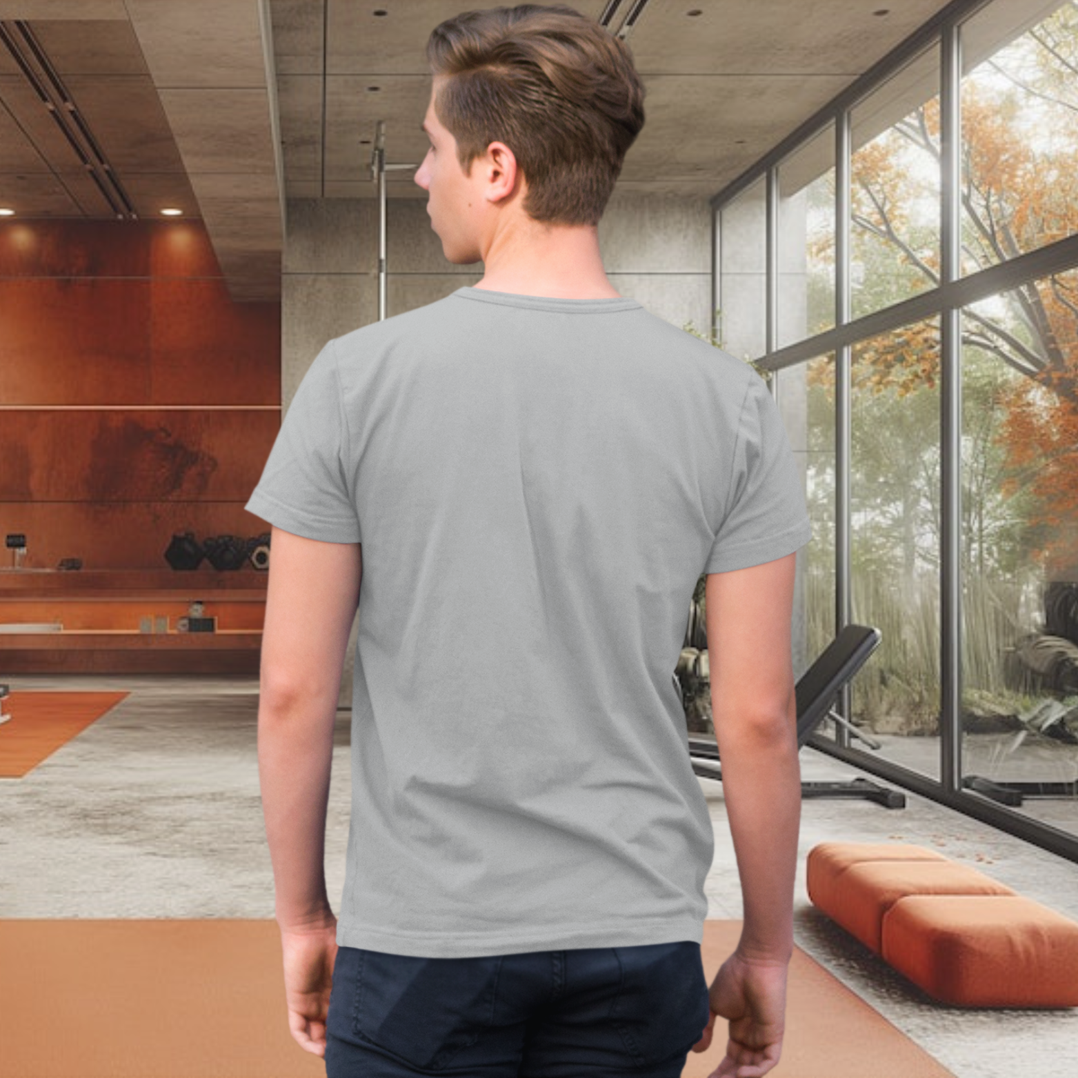 men’s gymming vibe text printed crew neck tee workout style