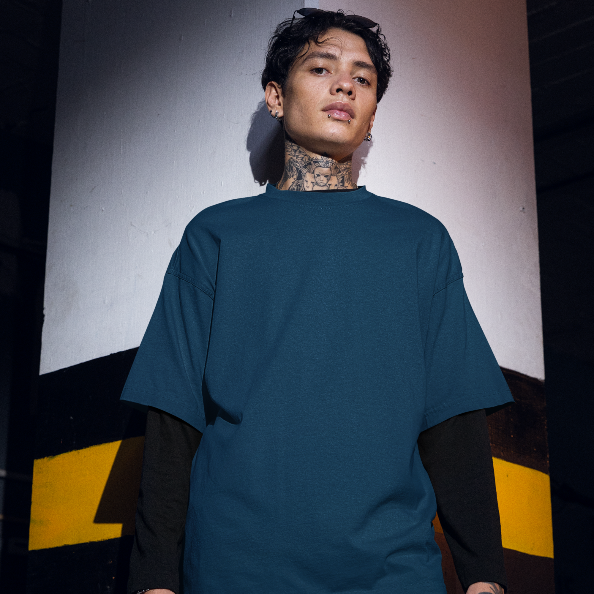 Navy Blue Oversized  T-Shirt for Men