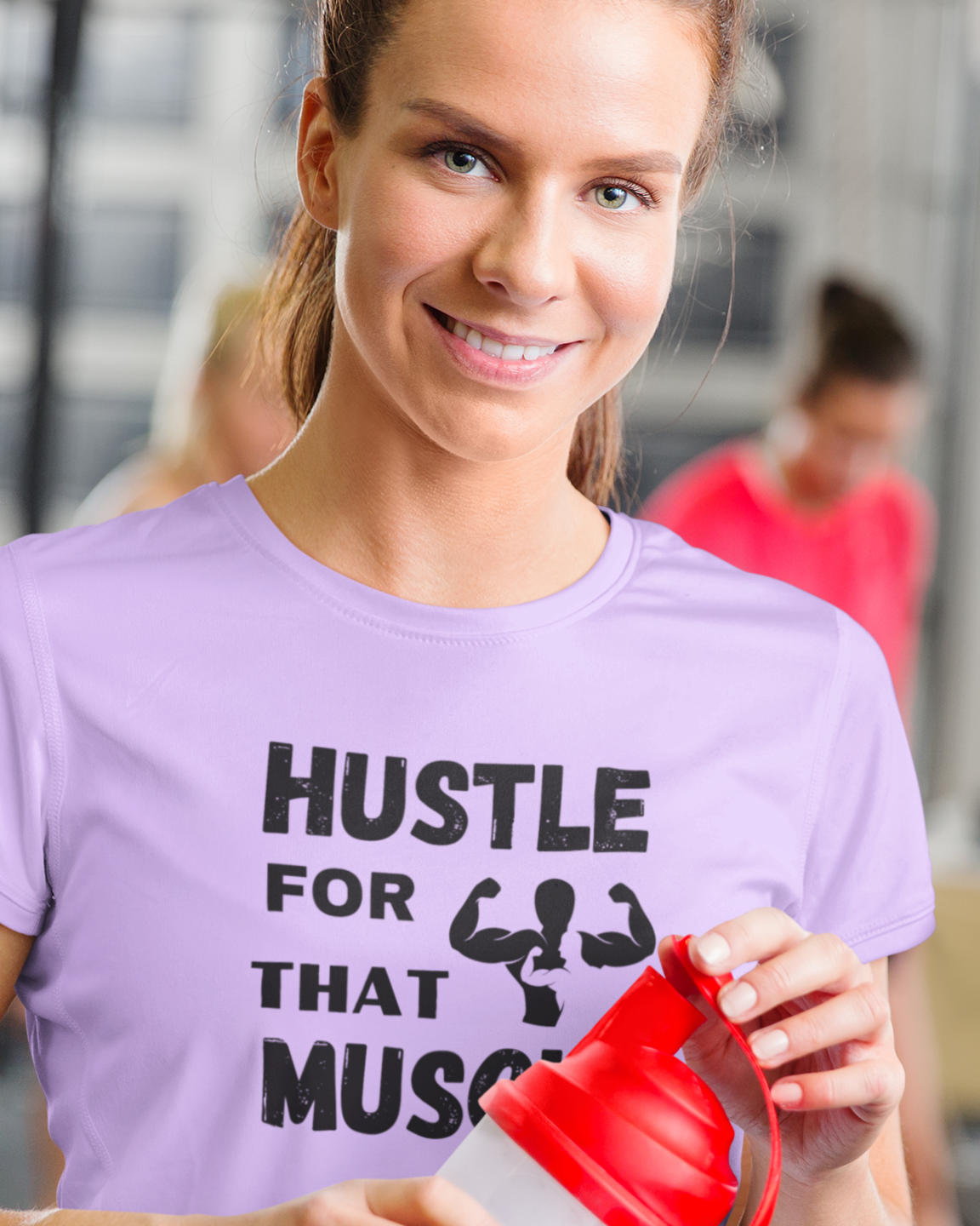 women gym motivational text printed crew neck t-shirt iris lavender