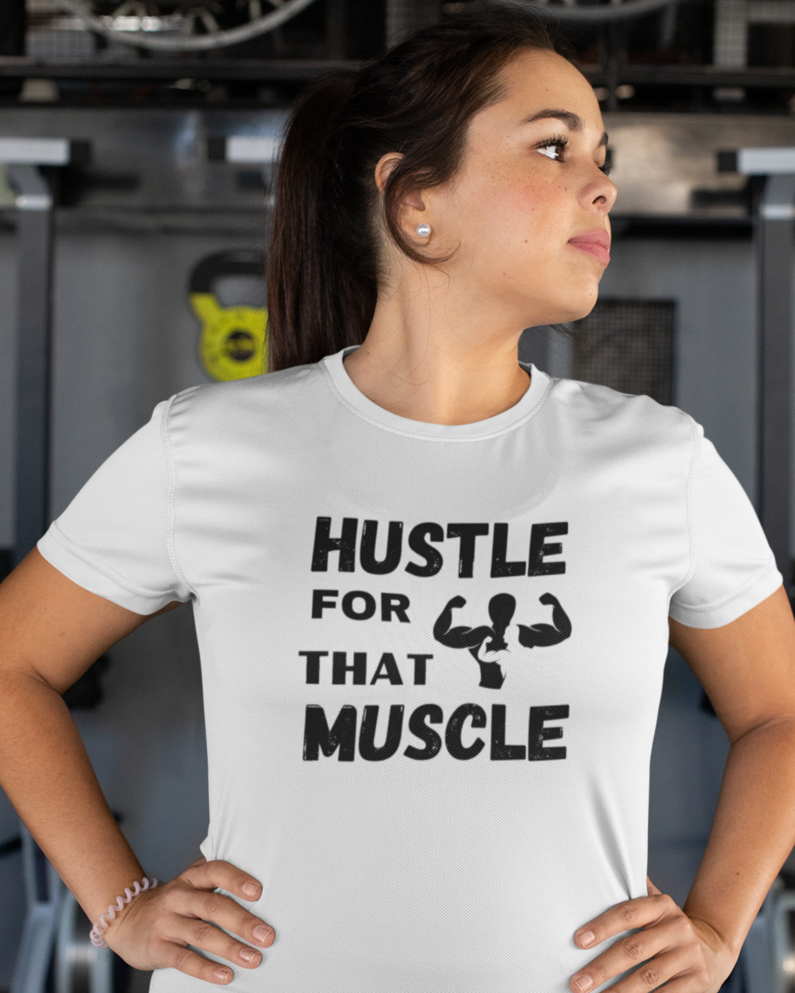 women gym motivational text printed crew neck t-shirt white