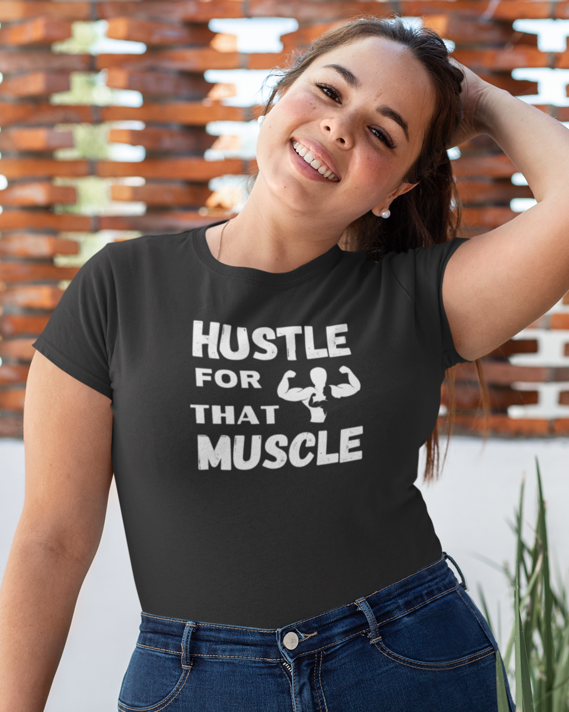 women gym motivational text printed crew neck t-shirt black