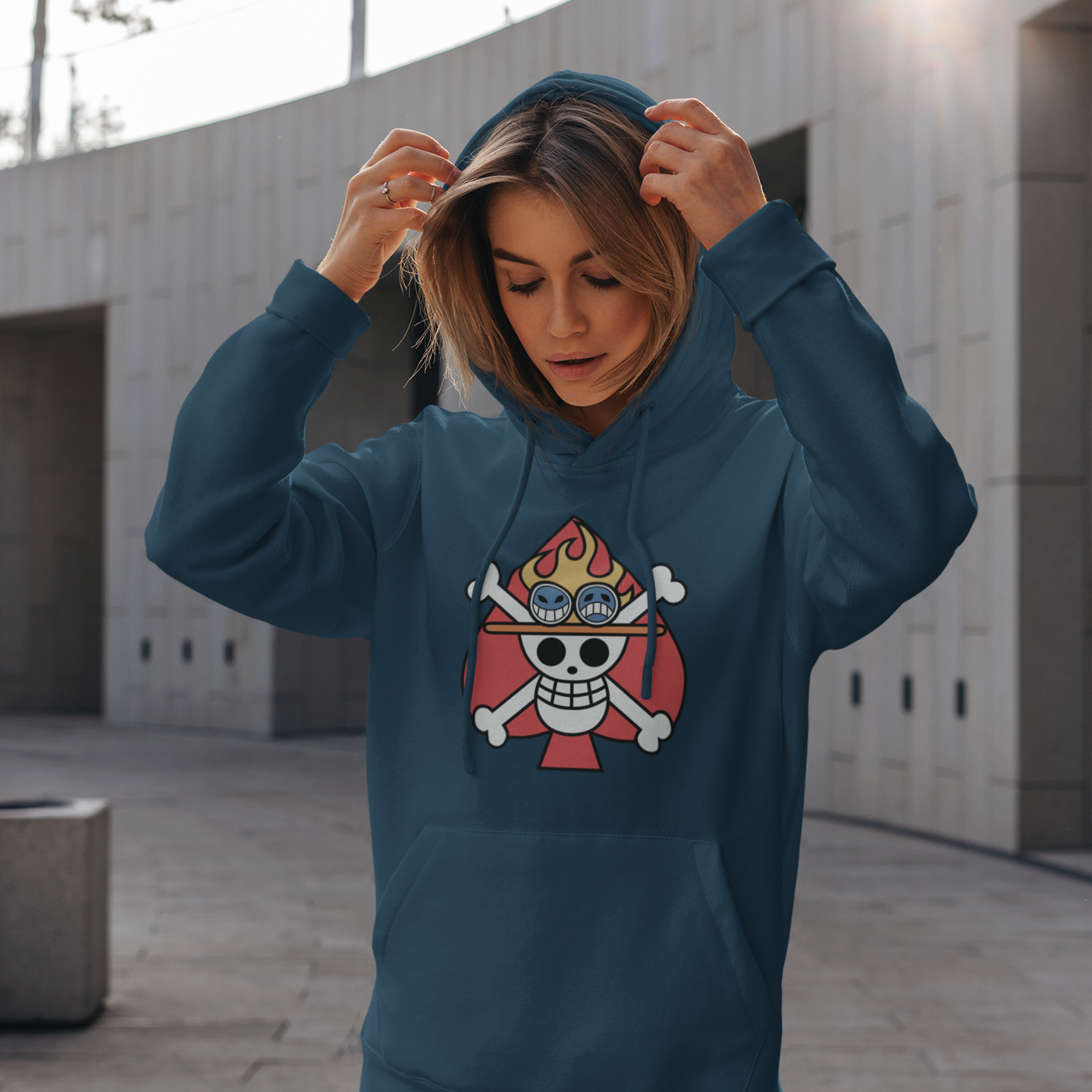 Casual women hoodie with skull art print