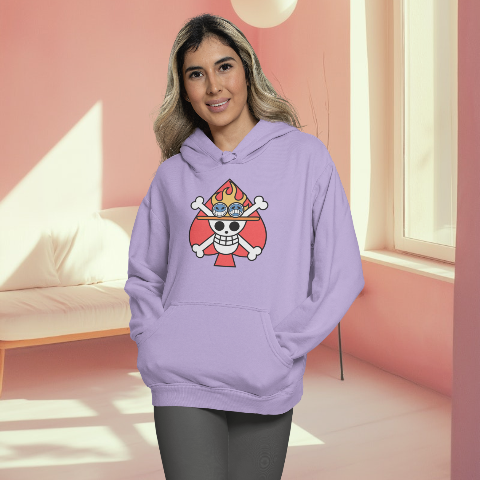 Trendy skull printed streetwear hoodie for women