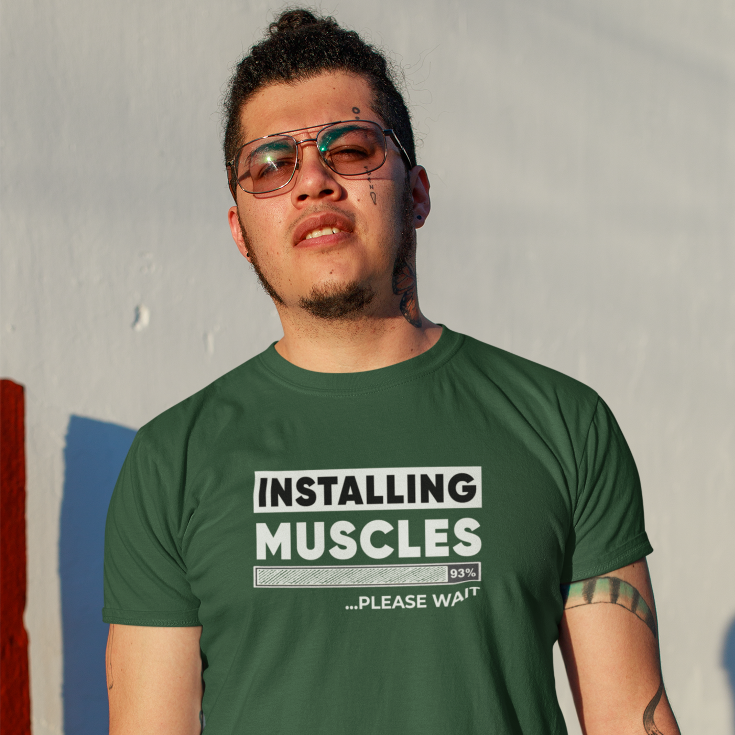 Men Gymming vibe text Printed Crew Neck T-Shirt